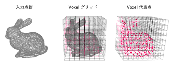 Voxelダウンサンプリングのイメージ
